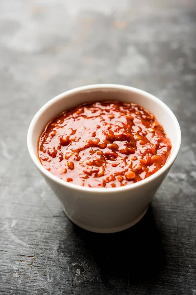 Schezwan Sauce Szechuan Chutney Important Ingredient Chinese Recipe Served Bowl — Stock Photo, Image