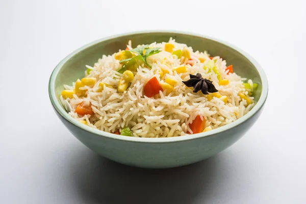 Maíz Pilaf Pulav Hecho Con Semillas Maíz Hervidas Con Arroz — Foto de Stock