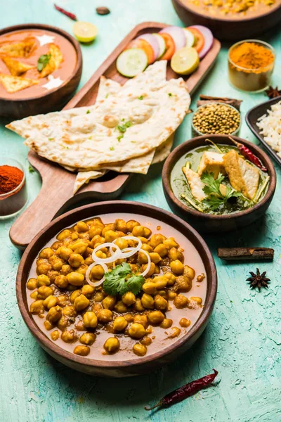 Grupo Comida India Como Palak Paneer Butter Masala Choley Chola —  Fotos de Stock