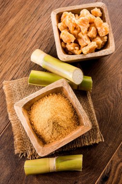 Organik Gur veya Jggery Toz konsantre şeker kamışı suyu elde rafine edilmemiş şekerdir. bir kase de servis edilir. seçici odaklama