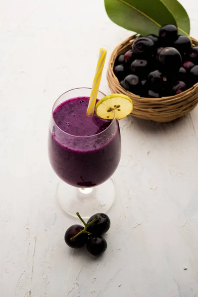 Suco Fruta Jamun Copo Também Chamado Ameixa Java Ameixa Jambolana — Fotografia de Stock