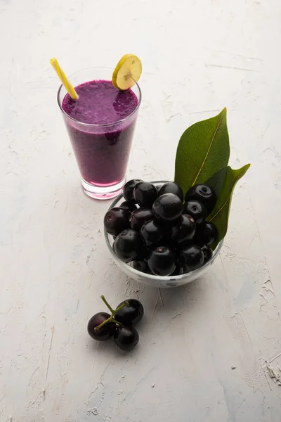 Suco Fruta Jamun Copo Também Chamado Ameixa Java Ameixa Jambolana — Fotografia de Stock