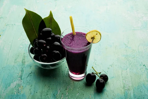 Suco Fruta Jamun Copo Também Chamado Ameixa Java Ameixa Jambolana — Fotografia de Stock