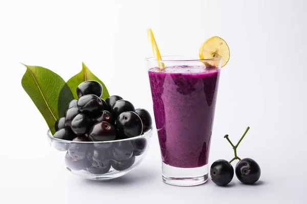 Saft Jamun Frukt Ett Glas Också Kallas Java Plommon Jambolan — Stockfoto