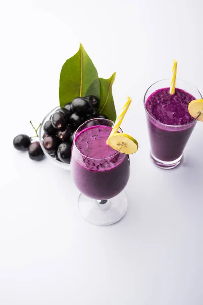 Succo Frutta Jamun Bicchiere Chiamato Anche Prugna Java Prugna Jambola — Foto Stock