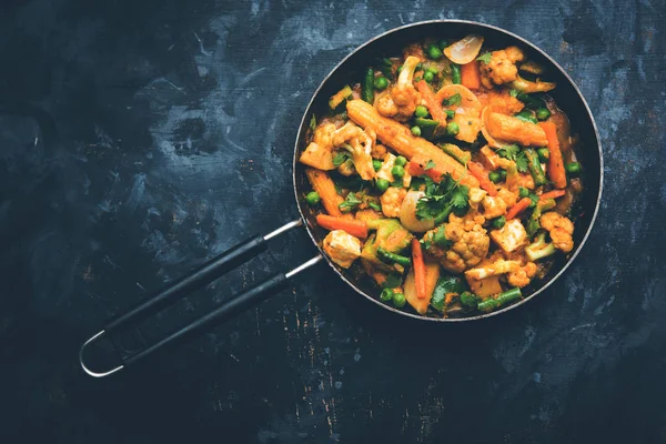 Mezcla Curry Vegetal Receta Plato Principal India Contiene Zanahorias Coliflor — Foto de Stock