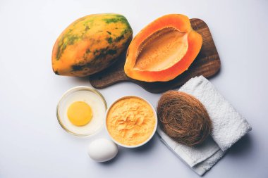 Akne tedavisi için Papaya Yüz maskesi, seçici odak