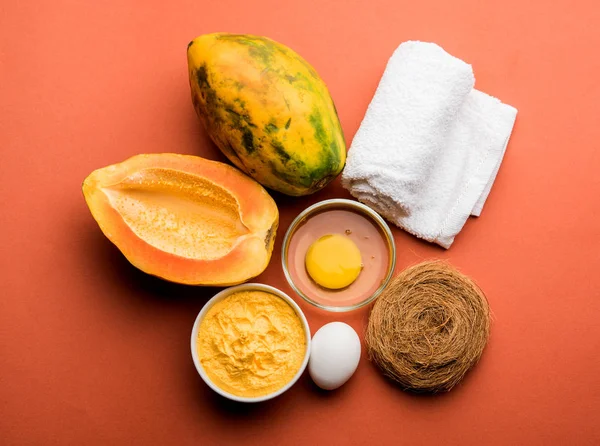 Papaya Face Mask Acne Treatment Selective Focus — Stock Photo, Image