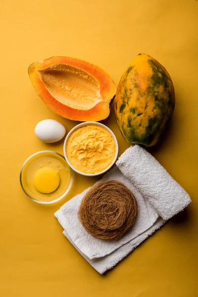 Papaya Face Mask Acne Treatment Selective Focus — Stock Photo, Image