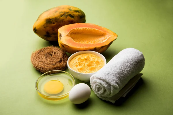 Papaya Face Mask Acne Treatment Selective Focus — Stock Photo, Image