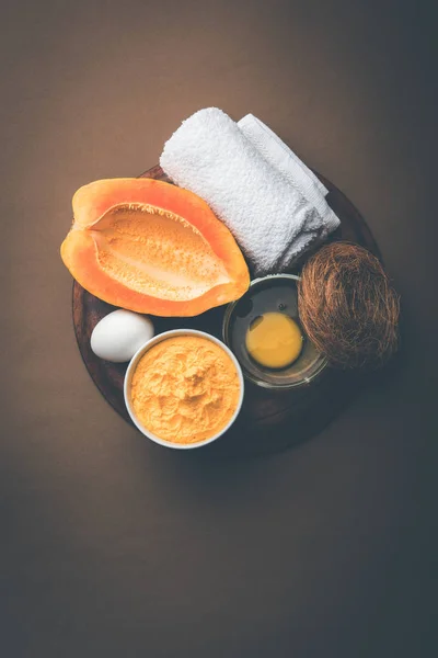 Papaya Face Mask Acne Treatment Selective Focus — Stock Photo, Image