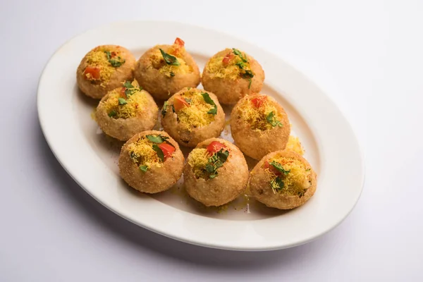 Sev Puri Makanan Ringan India Dan Sejenis Chaat Populer Mumbai — Stok Foto