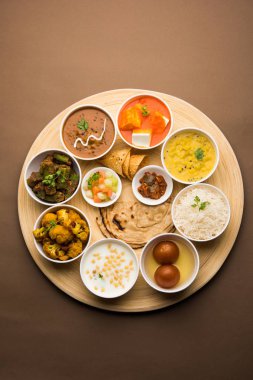 Indian food platter / Hindu Veg Thali, selective focus clipart