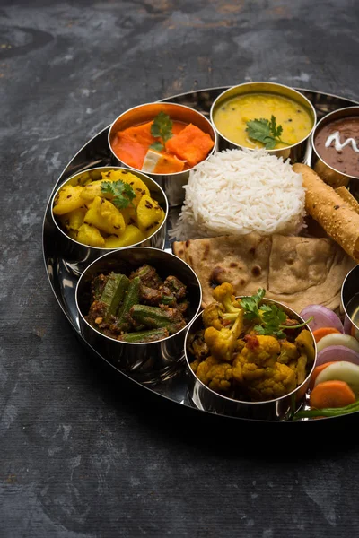 Indian Food Platter Hindu Veg Thali Selective Focus — Stock Photo, Image