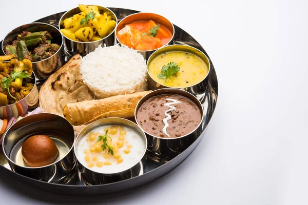 Plat Alimentaire Indien Hindou Veg Thali Focus Sélectif — Photo