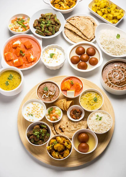 Indian Food Platter Hindu Veg Thali Selective Focus — Stock Photo, Image