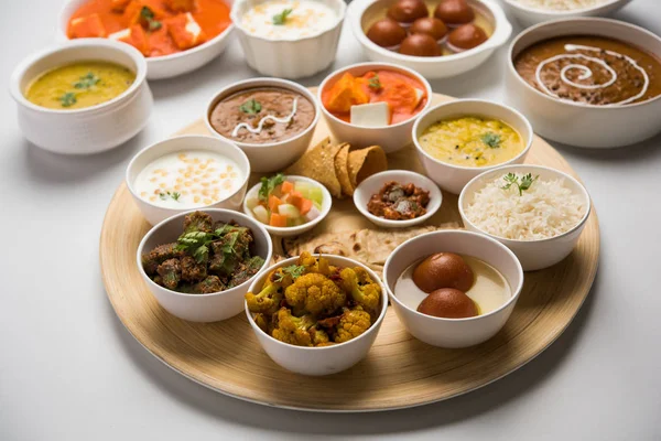 Indian food platter / Hindu Veg Thali, selective focus