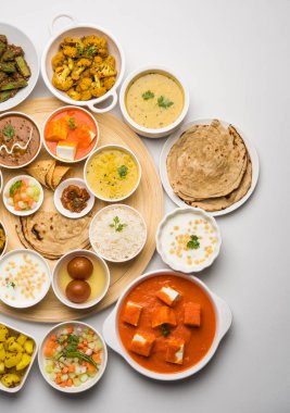 Hint gıda tabağı / Hindu Veg Thali, seçici odak