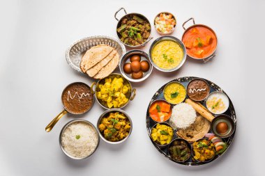 Hint gıda tabağı / Hindu Veg Thali, seçici odak