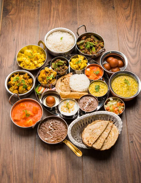 Indian Food Platter Hindu Veg Thali Selective Focus — Stock Photo, Image