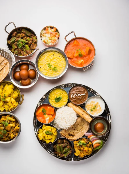 Indiase Voedsel Schotel Hindoe Veg Thali Selectieve Focus — Stockfoto