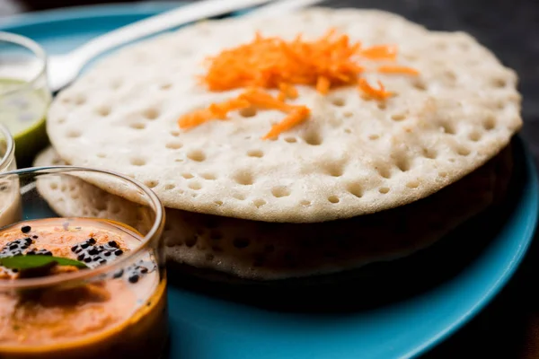 Set Dosa Oothappam Estilo Dosa Uma Comida Popular Sul Índia — Fotografia de Stock