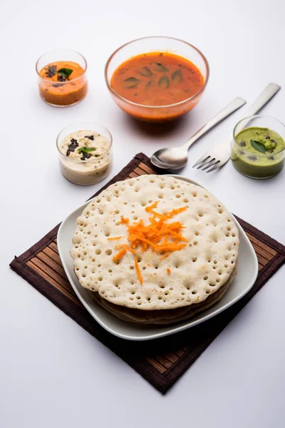 Set Dosa Oothappam Estilo Dosa Uma Comida Popular Sul Índia — Fotografia de Stock