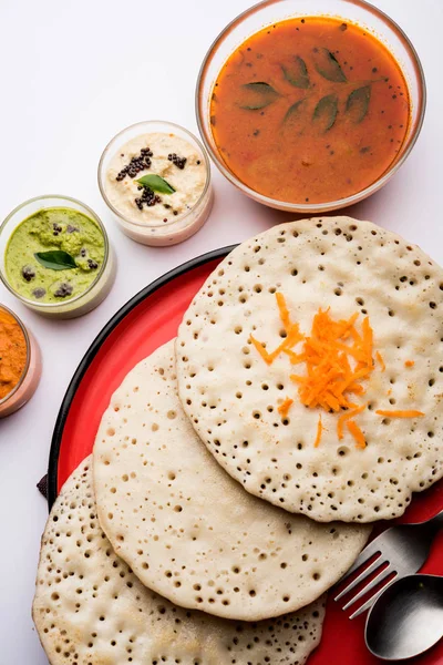 Set Dosa Oothappam Estilo Dosa Uma Comida Popular Sul Índia — Fotografia de Stock