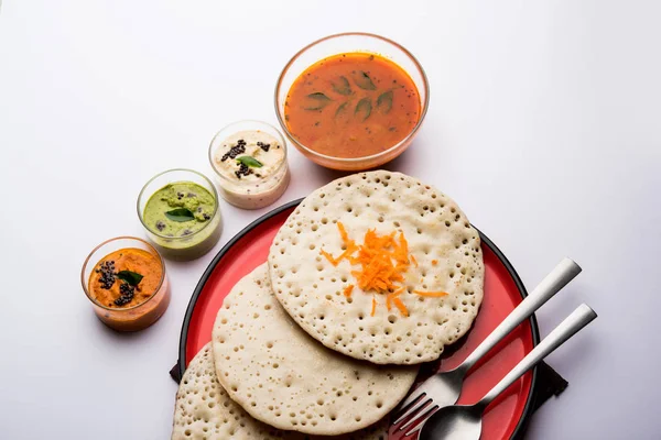 Set Dosa Oothappam Estilo Dosa Uma Comida Popular Sul Índia — Fotografia de Stock