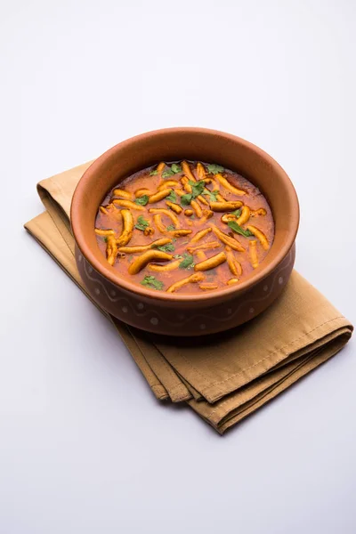 Dhaba Stijl Sev Bhaji Sabzi Curry Gemaakt Tomaten Curry Met — Stockfoto