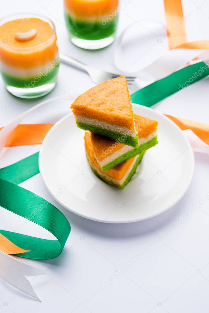 Tri-coloured / tiranga  Cake for Independence/republic Day celebration using Indian Flag colours