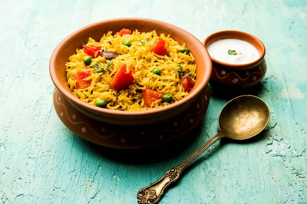 Arroz Tomate También Conocido Como Tamatar Pilaf Pulav Hecho Con — Foto de Stock