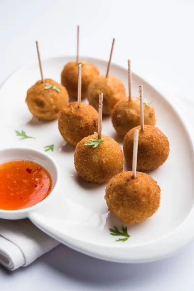 Recette Sucette Aux Légumes Croustillante Base Pommes Terre Bouillies Avec — Photo