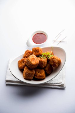 Gevrek Paneer patlamış mısır popüler bir parti snack ve bir meze olduğunu. seçici odaklama