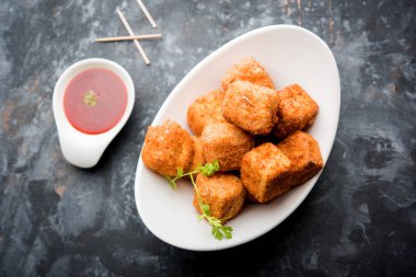 Gevrek Paneer patlamış mısır popüler bir parti snack ve bir meze olduğunu. seçici odaklama