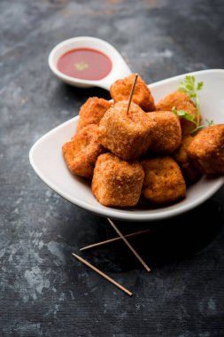 Gevrek Paneer patlamış mısır popüler bir parti snack ve bir meze olduğunu. seçici odaklama