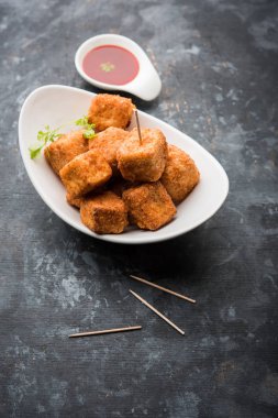 Gevrek Paneer patlamış mısır popüler bir parti snack ve bir meze olduğunu. seçici odaklama