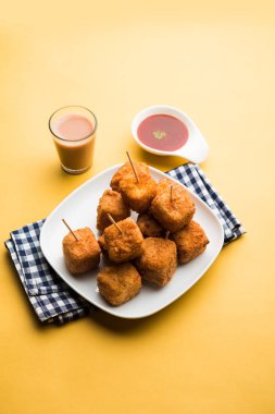 Gevrek Paneer patlamış mısır popüler bir parti snack ve bir meze olduğunu. seçici odaklama