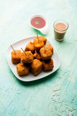 Gevrek Paneer patlamış mısır popüler bir parti snack ve bir meze olduğunu. seçici odaklama