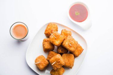 Gevrek Paneer patlamış mısır popüler bir parti snack ve bir meze olduğunu. seçici odaklama