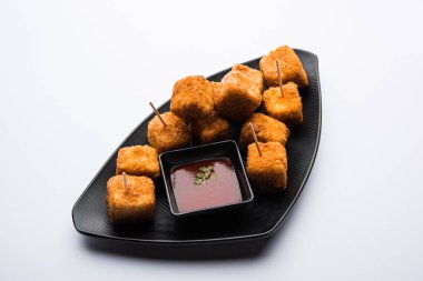 Gevrek Paneer patlamış mısır popüler bir parti snack ve bir meze olduğunu. seçici odaklama