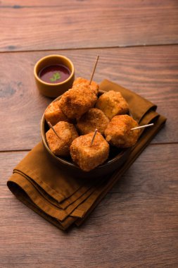 Gevrek Paneer patlamış mısır popüler bir parti snack ve bir meze olduğunu. seçici odaklama