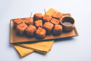 Gevrek Paneer patlamış mısır popüler bir parti snack ve bir meze olduğunu. seçici odaklama