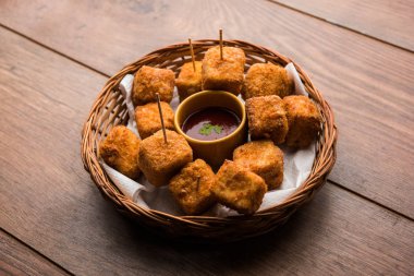 Gevrek Paneer patlamış mısır popüler bir parti snack ve bir meze olduğunu. seçici odaklama