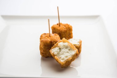 Gevrek Paneer patlamış mısır popüler bir parti snack ve bir meze olduğunu. seçici odaklama