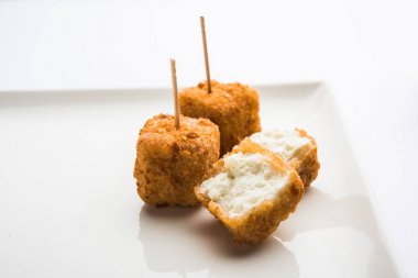 Gevrek Paneer patlamış mısır popüler bir parti snack ve bir meze olduğunu. seçici odaklama