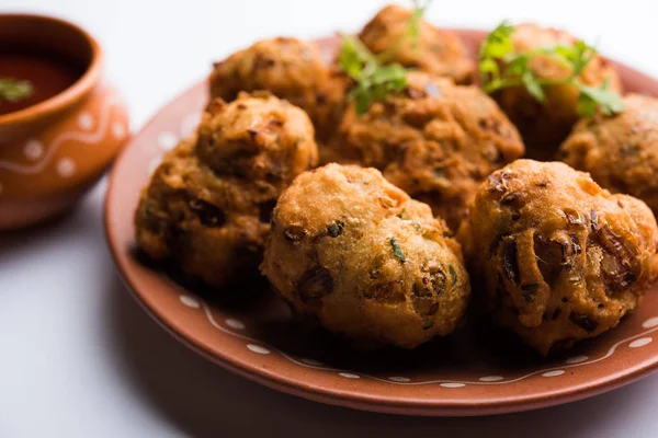 Rava Bhajj Oder Bhajiya Auch Bekannt Als Suji Pakoda Oder — Stockfoto