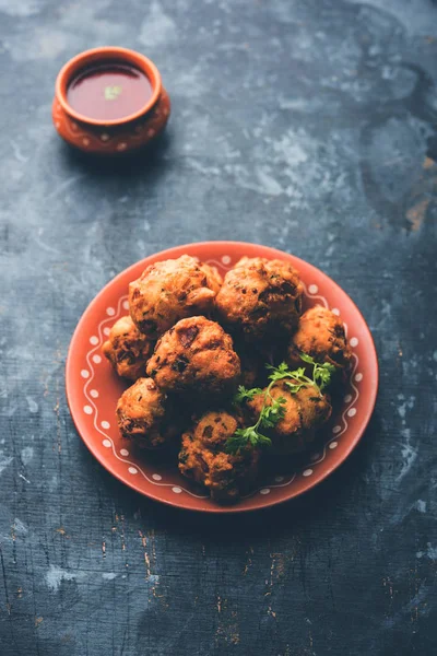 Rava Bhajj Oder Bhajiya Auch Bekannt Als Suji Pakoda Oder — Stockfoto