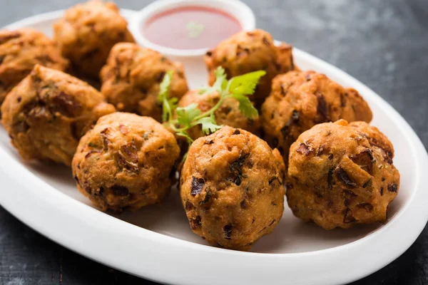 Rava Bhajj Oder Bhajiya Auch Bekannt Als Suji Pakoda Oder — Stockfoto