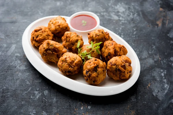 Rava Bhajj Bhajiya Also Known Suji Pakoda Semolina Pakora Served — Stock Photo, Image